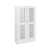 vidaxl armoire à vitrine bibliothèque armoire à livres meuble de rangement salon bureau maison intérieur blanc brillant 82,5x30,5x150 cm aggloméré
