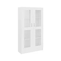 vidaxl armoire à vitrine bibliothèque armoire à livres meuble de rangement salon bureau maison intérieur blanc 82,5x30,5x150 cm aggloméré
