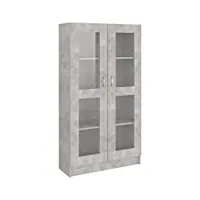 vidaxl armoire à vitrine bibliothèque armoire à livres meuble de rangement salon bureau maison intérieur gris béton 82,5x30,5x150 cm aggloméré