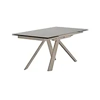 meubletmoi table de repas rectangulaire extensible 160/240 cm verre taupe piétement métal - design contemporain - cassandra