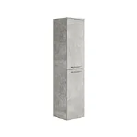 armoire de salle de bain saturne - 130 cm - armoire haute à étagères - gris
