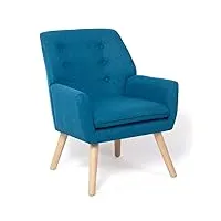 idmarket - fauteuil scandinave nat en tissu bleu canard