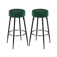 duhome tabouret de bar, set de 2 tabourets ronds, chaise de bar avec repose-pieds tabouret ergonomique tabouret de comptoir 80cm pour bistrot cuisine café salle à manger, vert foncé