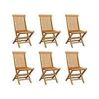 vidaxl 6x bois de teck solide chaises pliables de jardin fauteuils de jardin fauteuils de patio chaises d'extérieur terrasse sièges d'extérieur