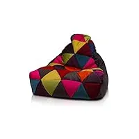 ecopuf | keiko pouf poire taille m patchwork en microfibre - pouf fauteuil avec revêtement amovible et complet avec poignée de transport - pouf poire rembourré pour adultes en polystyrène
