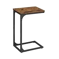 vasagle table d'appoint, bout de canapé, table de chevet en c, plateau de télévision, pour salon, chambre, style industriel, marron rustique et noir let350b01