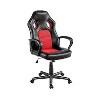 yaheetech fauteuil de bureau racing - en cuir synthétique - siège de gaming - accoudoirs rembourrés - mécanisme à bascule - certifié sgs - rouge