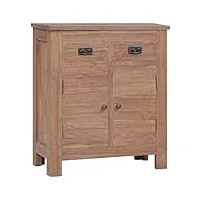 vidaxl buffet armoire latérale armoire de rangement meuble de rangement avec 2 tiroirs et portes maison intérieur 65x30x75 cm bois de teck massif
