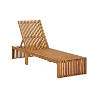 vidaxl chaise longue de jardin transat de patio bain de soleil d'extérieur chaise longue de terrasse arrière-cour bois d'acacia solide