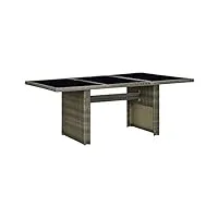vidaxl table de jardin table de salle à manger table de terrasse meuble de patio bistro extérieur marron résine tressée et verre trempé