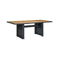 vidaxl table de jardin table de salle à manger table de terrasse meuble de patio bistro extérieur gris foncé résine tressée bois d'acacia