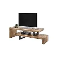 stella trading beed meuble tv bas en bois massif mango réglable individuellement – meuble tv de qualité supérieure au style industriel pour votre salon – 140 x 45 x 40 cm (l x h x p)