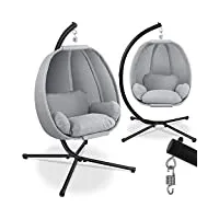 kesser® fauteuil suspendu de luxe avec structure et coussin d'assise moelleux | panier intérieur et extérieur | balançoire de jardin | chaise suspendue