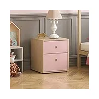 junior vida neptune 2 tables de chevet avec tiroirs de rangement pour chambre à coucher pour enfants, rose et chêne, 76 x 64,5 x 40 cm environ