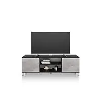 mobili fiver, meuble tv rachele, frêne noir - gris béton, 150 cmx42 cmx48 cm, meuble tv design pour tv jusqu'à 65'' tv, made in italy