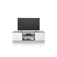 mobili fiver, meuble tv rachele, gris béton - frêne blanc, 150 cmx42 cmx48 cm, meuble tv design pour tv jusqu'à 65'' tv, made in italy