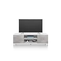 mobili fiver, meuble tv rachele, frêne blanc - gris béton, 150 cmx42 cmx48 cm, meuble tv design pour tv jusqu'à 65'' tv, made in italy