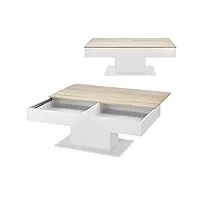 [en.casa] table basse de salon stylé avec 2 espaces de rangement intérieurs design panneau de particules 40 x 110 x 60 cm effet chêne blanc