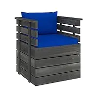 vidaxl fauteuil de jardin avec coussins canapé d'extérieur meuble de terrasse canapé de patio meuble de jardin salon bois de pin massif