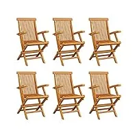vidaxl 6x bois de teck solide chaises pliables de jardin fauteuils de jardin sièges d'extérieur fauteuils de patio chaises d'extérieur terrasse