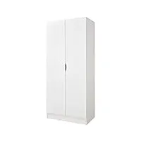 leomark blanc armoire à deux portes - roma - penderie pour vêtements, style scandinave, meubles pour enfants, équipement pour la chambre des enfants, dim: 161,5 (h) cm
