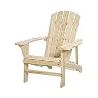 outsunny fauteuil adirondack fauteuil de jardin chaise de jardin de plein air dim. 78l x 89p x 88h cm bois massif sapin naturel pour jardin, terrasse et balcon