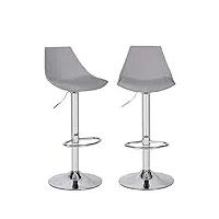 kayelles lot de 2 tabourets de bar moderne – chaises de bar réglables cuisine - sono (gris)