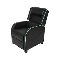 fauteuil de relaxation inclinable en cuir synthétique - réglable - pour salon, chambre à coucher, home cinéma - vert
