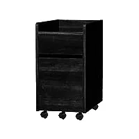 iris ohyama, caisson de bureau, placard de rangement mobile, avec roulettes, 2 tioirs et 1 étagère, documents & dossiers, montage facile, bois solide, chambre - desk cabinet fdk-3059- chêne noir