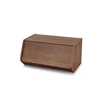 iris ohyama, Étagère, boîte de rangement en bois, meuble d'appoint, 1 porte rabattable, polyvalent, empilable, solide, bureau, chambre, salon - stack box stb-600d - marron