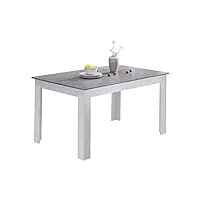ofcasa table de salle à manger moderne rectangulaire en bois blanc et bois 4-6 places pour salle à manger, cuisine, restaurant, extérieur, 140 cm