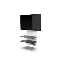 meliconi - meuble tv avec support intégré ghost design 3500 blanc mat - tv de 32" à 70'' - vesa 400 - etagères verre trempé