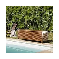 macabane hanna - coffre de jardin piscine en bois teck huilé 200x55cm
