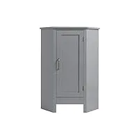 teamson home meuble de salle de bain en bois meuble d'angle sur pied avec étagère réglable gris ehf-f0020