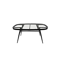 meubletmoi table de jardin ovale en aluminium gris anthracite et plateau verre trempé 6 places - pacific
