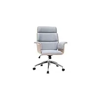 miliboo fauteuil de bureau design en tissu gris et bois clair elon