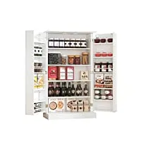 yusong armoire de rangement avec portes et étagères réglables, armoires autoportantes pour salle à manger, salon, blanc