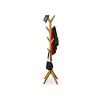relaxdays porte manteau garde robe en bambou penderie vestes avec 8 crochets, hlp 181,5 x 53 x 53 cm, en forme d’arbre, 1 élément