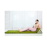 leewadee - matelas pliable xxl confortable avec coussin lecture, futon japonais, chaise de sol ou pouf lit thaï, 225 x 50 cm, vert