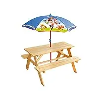 fun house- pat'patrouille table pique-nique h.53 x l.95 x p.75 cm avec parasol h.125 x Ø 100 cm pour enfant, 713240, multicolor