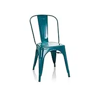 hjh office 645052 chaise bistrot vantaggio comfort métal bleu pétrole, chaise au style industriel, empilable