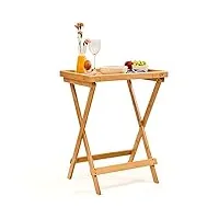bambuswald© table d'appoint pour le petit déjeuner | table pliante en 100% bambou - table de jardin plateau table de balcon table de service table de service