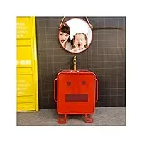 yrra sur pied meuble sous lavabo salle de bain petit, style industriel fer forgé enfant meuble vasque salle de bain avec robinet 22x 18 x 23 pouces,rouge,with mirror