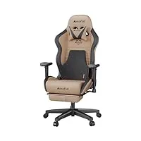 autofull chaise gaming fauteuil gamer ergonomique chaise gamer cuir pu chaise de bureau, hauteur d'assise et inclinaison du dossier réglables,appui-tête et support lombair, repose-pieds,marron