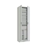 tendencio armoire de rangement 2 portes avec étagères, bois, blanc, 58,5 cm de largeur et 180 cm de hauteur