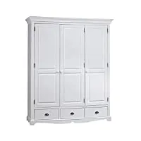 beaux meubles pas chers 40203 armoire penderie 3 portes 3 t blanche, bois, blanc, 164