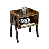 yaheetech table de chevet table de nuit industriel empilable bout de canapé en bois style vintage avec compartiment ouvert pour chambre salon couloir bureau 46 x 35 x 52,5 cm