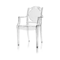 la16 chaise transparente ghost avec accoudoirs en polycarbonate – set de 6 fauteuils – neutre – 20la100