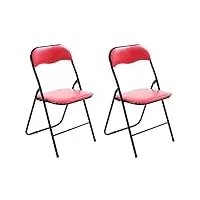 clp 2 x chaise de cuisine pliable felix i chaise visiteur pliable avec pieds en métal i chaise salle de conférrence confortable et pratique, couleur:rouge/noir