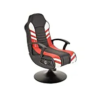 x-rocker aries 2.1 chaise de jeu avec haut-parleurs et caisson de basses pour joueurs juniors, console audio pliable, simili cuir pu - noir et rouge